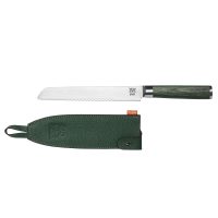 Damaskus brødkniv med læderskede